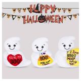 My OLi 6 Stuffed Ghost Plush Toys Set - Halloween Decorations Dolls with Heart, Candy Corn & Moon - Pack of 3 Cute Ghost Ornaments for Kids