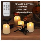 FPOO Rechargeable Flameless Tea Lights Candles with Timer & Remote, 12pcs Flickering LED Votive Candles with 2 USB Charging Cables, Warm White Light Electric Fake Candle for Home, Halloween Xmas Decor