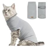 EXPAWLORER Soft Cat Sweater - Sweaters for Cats Only Warm Kitten Clothes, Fall and Winter Pet Coat Pullover Design, Fleece Sweatshirt Clothing Also for Puppy Small Dogs, Grey Medium