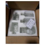 Gather & Bloom Creations 5 Piece Mini Bud Vase Set Clear Glass Small Vases in Unique Shapes & Sizes for Flowers, Fairy Lights, Wedding Table Centerpieces, Vintage-Inspired Home Decor