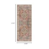 Lahome Oriental Small Area Rug, 2x4 Soft Washable Rugs for Entryway Kitchen, Non-Slip Ultra-Thin Fall Indoor Door Mat Distressed Vintage Small Carpet for Bathroom Bedroom, Peach/Orange