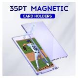 Basthalan 23ct Magnetic Card Holder, 35pt Single Card Holder Touch, U-V Protectors Hard Plastic for Trading Cards, Magnet Case, Sports, Game, Football, Baseball Cards Holders