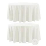 Fokitut 2 Pack Waterproof Round Tablecloth, 108 Inch, Stain Resistant and Wrinkle Polyester Table Cloth, Fabric Table Cover for Kitchen Dining, Wedding, Party, Holiday Dinner-Ivory