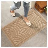HIYARD Front Door Mat, Absorbent Resist Dirt Welcome Door Mat Indoor Outdoor, Waterproof Doormat, Sturdy Non Slip Backing, Fade Resistant, Low Profile Entry Mat for Entryway, 29x17, Beige