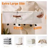 KitHero 60L Large Under Bed Storage with Wheels Pack of 2, Underbed Shoe Container Bin with Clear Lid Cover, 10.5 Inches Rolling Under Bed Drawer Storage Bag Basket for Boots Quilt Sweater - White