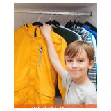 HOUSE DAY 14 Inch Kids Velvet Hangers 50 Pack, Durable Big Kid Hangers for Youth, Teen, Non Slip Kids Felt Hanger, Cute Childrens Hanger for Closet, Black