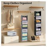 BIEBOS 6-Tier Hanging Closet Organizer with Drawers and Side Pockets Versatile Closet Storage for Shoes, Hats, Belts, and Purses