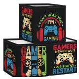 Clastyle Video Game Kid Storage Cube Organizer Set Black Gamepad Closet Clothes Cube Storage Bin Nursery Toddler Toy Box Chest Girl Boy Book Shelf Basket,Motivational Words,11.8x11.8x11.8 in