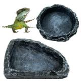 2 Pack Reptile Feeding Dish Corner Bowl, Reptile Water Dish Food Bowl Feeding Terrarium Bowls for Bearded Dragon Lizard Frog Gecko Tortoise Hermit Crab
