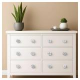 Ajuny Ceramic Knobs Handpainted Cupboard Drawer Door and Furniture Pulls for Kitchen Bathroom Dresser Decorative Handles Glossy Finishing Knob Grey and White, Pack of 10