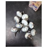 Ajuny Ceramic Knobs Handpainted Cupboard Drawer Door and Furniture Pulls for Kitchen Bathroom Dresser Decorative Handles Glossy Finishing Knob Grey and White, Pack of 10