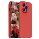 Miracase Designed for iPhone 14 Pro Max Phone Case with Screen Protector,[Upgraded Enhanced Camera Protection],Shockproof Liquid Silicone Case with Microfiber Lining,6.7 inch, Red