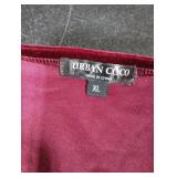 Urban CoCo Women Long Sleeve V-Neck Velvet Stretchy Long Dress (X-Large, Wine Red)