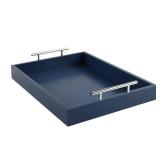 JJSQYLAN Wooden Serving Tray with Handles Rectangle Breakfast Tray for Coffee Table Decorative Ottoman Tray 16 x 12 for All Occasion