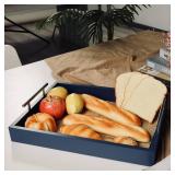 JJSQYLAN Wooden Serving Tray with Handles Rectangle Breakfast Tray for Coffee Table Decorative Ottoman Tray 16 x 12 for All Occasion