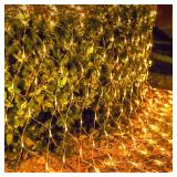 LJLNION Christmas Net Lights, 360 LED 12ft x 5ft Connectable Mesh Fairy String Lights,8 Modes Low Voltage Safe Adaptor for Xmas Trees, Bushes, Wedding, Outdoor Garden Decorations, Warm White