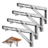 Storystore Folding Shelf Brackets - 12Inch Heavy Duty Stainless Steel Collapsible Shelf Bracket for Bench Table, Space Saving DIY Bracket, Max Load: 550lb
