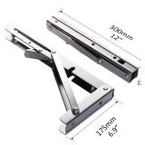 Storystore Folding Shelf Brackets - 12Inch Heavy Duty Stainless Steel Collapsible Shelf Bracket for Bench Table, Space Saving DIY Bracket, Max Load: 550lb