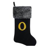 JKSVE 20 Inches Personalized Monogram Christmas Stocking, Deluxe Black Velvet with Faux Fur Trim, Embroidered Initial, Holiday Decor for Fireplace Mantel Gifts Letter O
