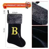 JKSVE 20 Inches Personalized Monogram Christmas Stocking, Deluxe Black Velvet with Faux Fur Trim, Embroidered Initial, Holiday Decor for Fireplace Mantel Gifts Letter O