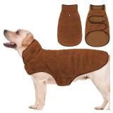 Malier Dog Winter Coat, Reversible Fleece Dog Cold Weather Coats, Windproof Warm Snow Puppy Jacket Vest Pet Clothes for Small Medium Large Dogs (Brown, Large)