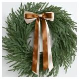 Christmas Decorations -24 Inch Christmas Wreath, Norfolk Pine Wreath, Christmas Wreaths for Front Door, Christmas Door Wreath with Bow Ribbon for Home Table Wall Window Indoor Outdoor