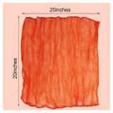 Nydotd 6pcs Fall Cheesecloth Napkins Thanksgiving Boho Dinner Napkins Wrinkled Rustic Linen Table Decorative Cloth Napkins for Wedding Party Baby Shower Family 20 x 20 Inch (Orange)