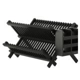 HBlife Dish Rack, Black Bamboo Folding 2-Tier Collapsible Drainer Dish Drying Rack with Utensils Flatware Holder Set (Dish Rack with Utensil Holder)