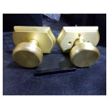 STARPY 6 Pack Pismo Doorknobs for Bath & Bedroom, Gold Interior Door Knobs with Camelot Trim, Satin Brass Door Knob with Lock