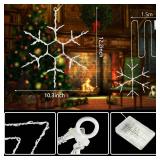 Tuanse 4 Pcs Christmas Silhouette Window Lights Christmas Snowflake Lights with Remote Control LED Lighted Snowflake Decorations Xmas for Window Wall (Warm White)