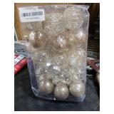 Clear Plastic Christmas Ball Ornaments, 30ct 2.36 Inch Champagne Balls for Tree Decoration - Shatterproof for Holiday Wedding Party Gifts