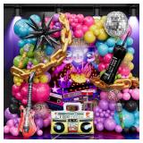 80s 90s Balloon Arch Kit 162 Pcs Party Decorations with Star Foil Balloon, Boom Box, Disco Ball Chain, Retro Phone & More for 80s & 90s Theme Party Decorations