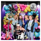 80s 90s Balloon Arch Kit 162 Pcs Party Decorations with Star Foil Balloon, Boom Box, Disco Ball Chain, Retro Phone & More for 80s & 90s Theme Party Decorations