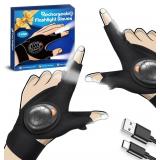 PARIGO Christmas Stocking Stuffers Gifts for Men - Rechargeable LED Flashlight Gloves with Lights Waterproof Gadgets for Fishing Camping Repairing Cool Tools Gifts for Dad Boyfriend Him Husband