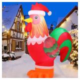 COMIN 5.9 FT Christmas Inflatables Outdoor Decorations Inflatable Rooster Blowups with Built-in LEDs for Yard Party Lawn Decor