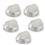 atgestore DG94-04167 Stainless Steel Gas Stove Knobs Replacement for Samsung Stove Oven Knobs DG94-04167A NX60A6511SS NX60A6111SS Samsung Range Knobs Gas Cooktop Burner Control Knobs 5Pcs