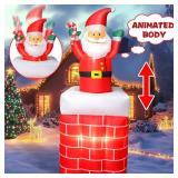 6FT Christmas Inflatables Santa Claus in The Chimney Automatic Up and Down, Outdoor Blow Up Santa Claus Yard Decorations Built-in LED Lights, Indoor Yard Party Lawn Garden Holiday Decor