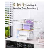 iCASA Trash Bag Dispenser Dishwasher Pods Container, 5 in 1 Garbage Bags Holder Under Sink Organizer Acrylic Laundry Pod Detergent Powder Container, Kitchen Pantry Laundry Room Organization Storage