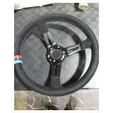 YEHERIT 14 Inch 350mm Universal Suede Racing Steering Wheel Sport Style Deep Steering Wheel with Horn Button, Cable, Wrench