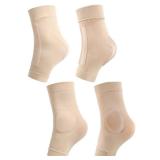 Geyoga1 Pairs Ice Skating Socks for Women Figure Skating Protect Tendon Heel Ankle Padded Guards Sleeve Pad Ski Splints(Beige Color)