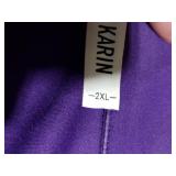 Women Business Work Dress Sleeveless Ruched Wrap V Neck Dress A Line Midi Dress Purple XXL