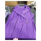 Women Business Work Dress Sleeveless Ruched Wrap V Neck Dress A Line Midi Dress Purple XXL