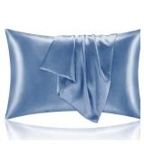 BEDELITE Satin Pillowcase for Hair and Skin, Super Soft and Cooling Similar to Silk Pillow Cases 2 Pack with Envelope Closure, Gift for Women Men(20x26 Standard Size, Airy Blue)