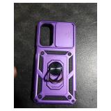 Janmitta Compatible with Samsung Galaxy A16 5G/4G Case Built in Slide Camera Lens Cover+Finger Ring Holder Kickstand,Heavy Duty Shockproof Full Body Phone Cover,2025 Purple