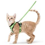 rabbitgoo Cat Harness and Leash for Walking, Escape Proof Soft Adjustable Vest Harnesses for Cats, Easy Control Breathable Reflective Strips Jacket, Light Green, S