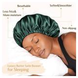 YANIBEST Adjustable Satin Bonnet Double Layer Hair Bonnet for Sleeping Bonnets for Women Hats Curly Natural Hair, Sage