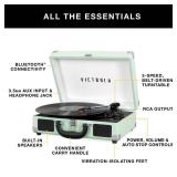 Victrola Journey Bluetooth Portable Suitcase Record Player with Built-in Speakers, 3 Speed Vinyl Record Player, RCA Out, Headphone Jack (Black)