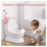 CheerTry 2-in-1 Toddler Potty Training Toilet - Larger Potty Chair & Detachable Training Seat for Boys & Girls Ages 1-3 with Flushing Sound, Wipes Storage, Toilet Paper Holder - Pink