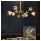 Weesalife Sputnik Chandeliers for Dining Room Light Fixture Over Table, Modern Crystal Chandeliers, 9 Lights Gold Lighting Fixtures for Living Room Bedroom Kitchen Island
