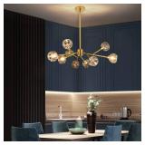 Weesalife Sputnik Chandeliers for Dining Room Light Fixture Over Table, Modern Crystal Chandeliers, 9 Lights Gold Lighting Fixtures for Living Room Bedroom Kitchen Island